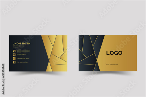 Business card design golden colors with black modern gardians vising card. photo