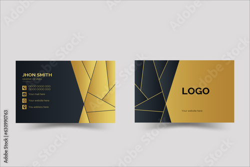 Business card design golden colors with black modern gardians vising card.