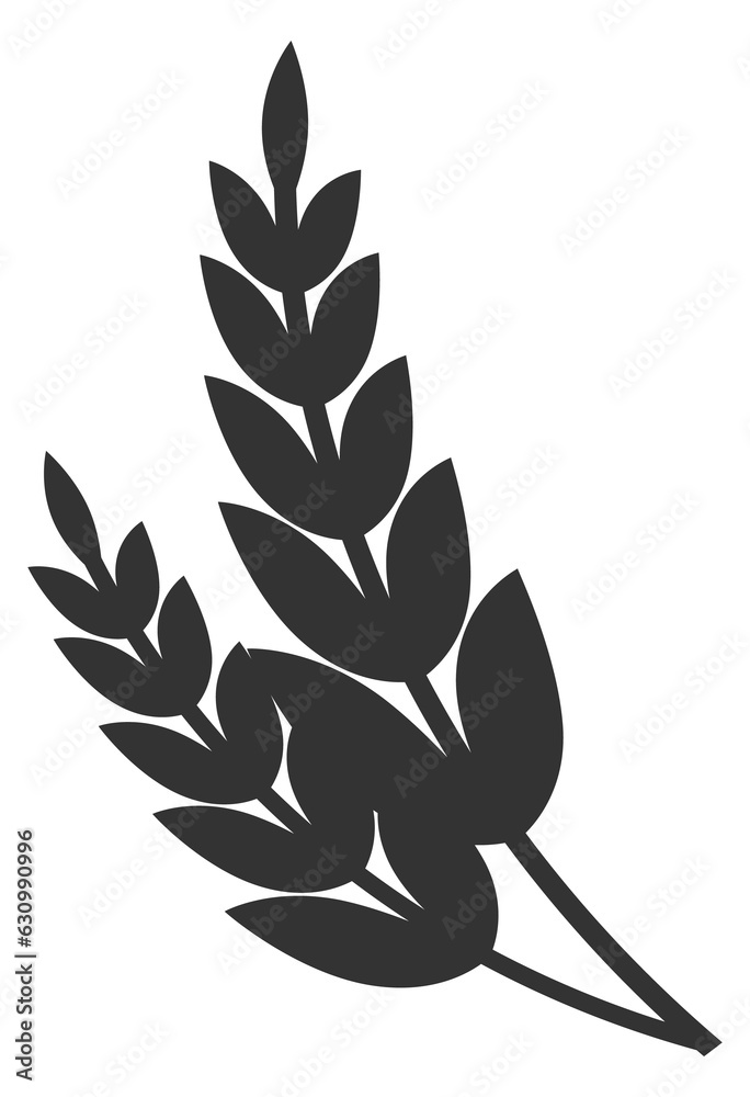 Black crop silhouette. Cereal grain harvest logo