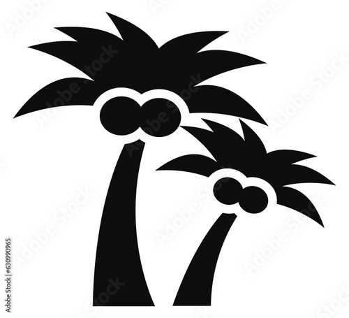 Cocomut palm black icon. Tropical beach tree photo