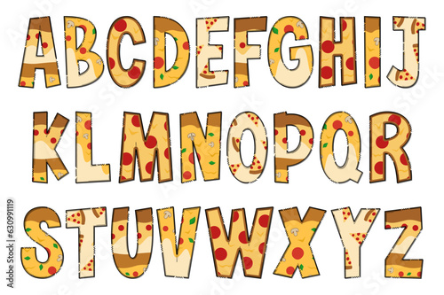 Handcrafted Pizza Letters. Color Creative Art Typographic Design