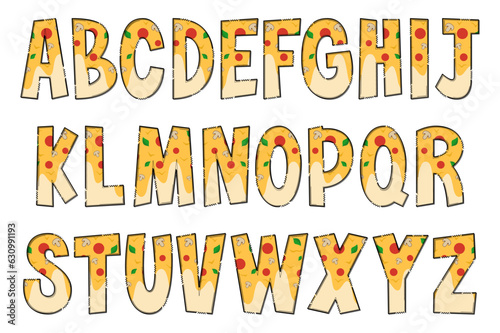 Handcrafted Pizza Letters. Color Creative Art Typographic Design