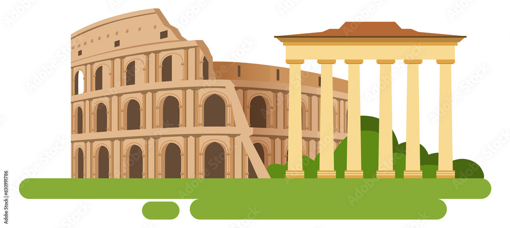Fototapeta premium Ancient landmark icon. Old historical column architecture