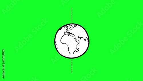 Earth magnetic field with arrows and lines outline greenbox. Dissolve pole and arrows version. Physics. Animation cartoon illustrating magnetism. Cartoon good for educational meterials, etc... photo