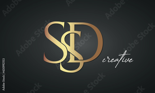 luxury letters SSD golden logo icon premium monogram, creative royal logo design	