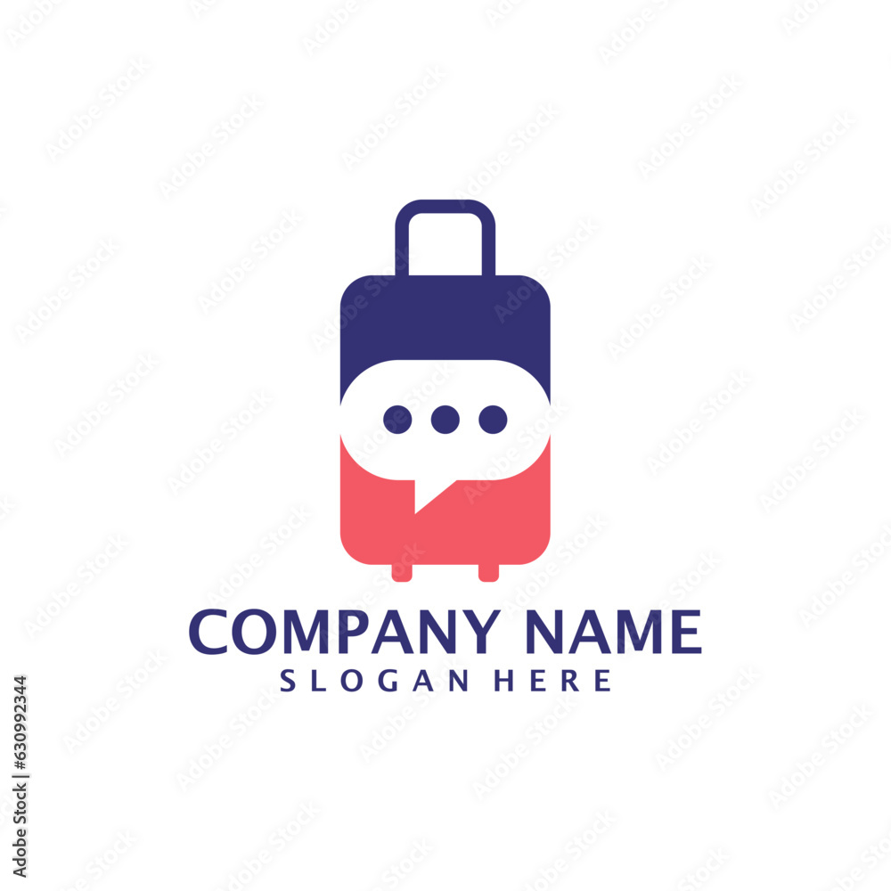 Chat Suitcase logo design vector. Suitcase logo design template concept