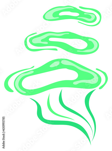 Green steam smoking. Cartoon poison. Smelly gas
