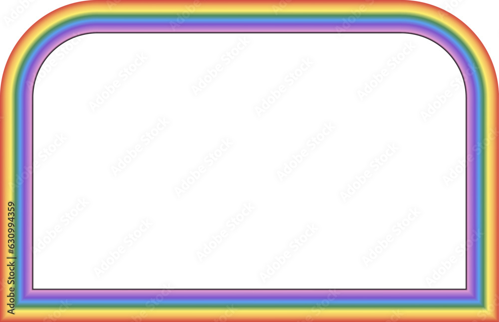Round Same Side Corner Rectangle frame Rainbow frame spectrum colorful color gradient photo frame borders vector background element decoration creative design ornamental borders isolated celebration