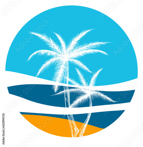 Fototapeta Naklejka Na Ścianę i Meble -  Summer vacation travel emblem. Tropical beach logo