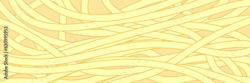 Noodle Ramen Pattern yellow background. Pasta food texture spaghetti geometric. Abstarct ramen ornament. Flat vector illustartion. Wave texture background