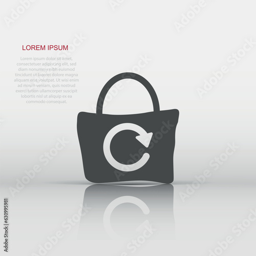 Eco bag icon in flat style. Ecobag vector illustration on white isolated background. Reusable shopper sign business concept.