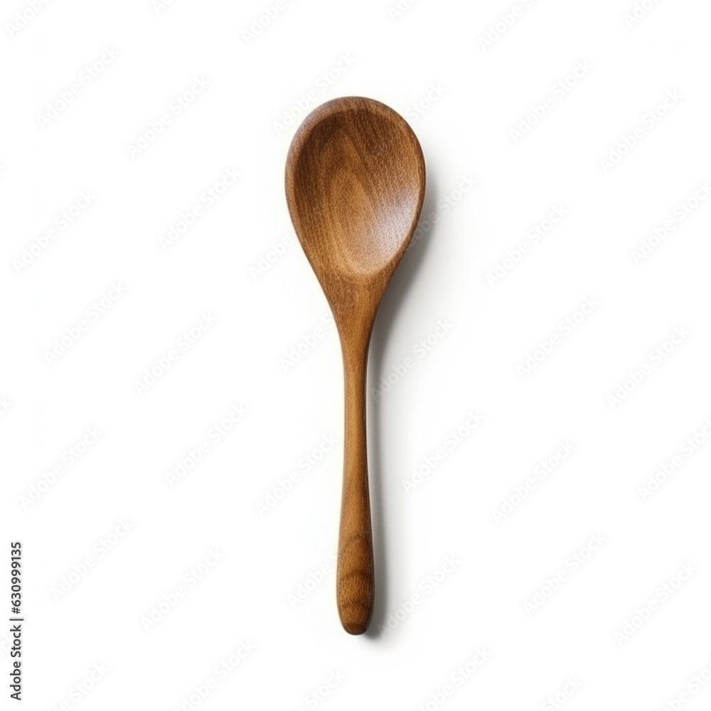 Wooden Spoon Isolated On White Background Top-View. Wooden Spoon Isolated On White Background Top-View.