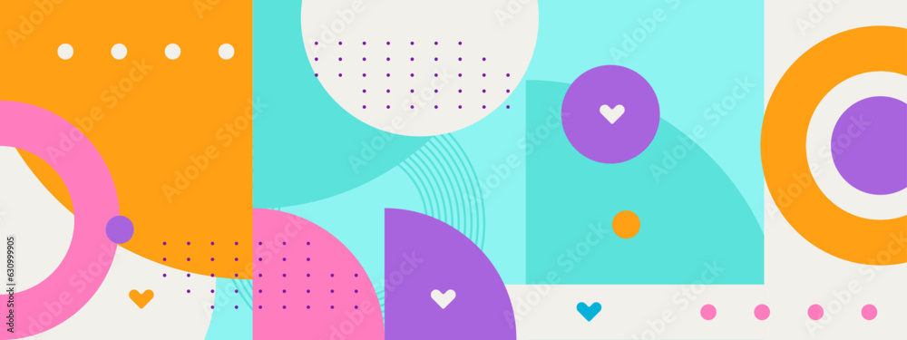 Colorful geometric mosaic seamless pattern illustration with creative abstract shapes. Modern scandinavian style background print. Trendy bright symbols and minimalist shape texture, geometry collage. Colorful geometric mosaic seamless pattern illustration with creative abstract shapes. Modern scandinavian style background print. Trendy bright symbols and minimalist shape texture, geometry collage.