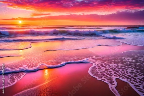 sunset in the sea, Brilliant ocean beach sunrise