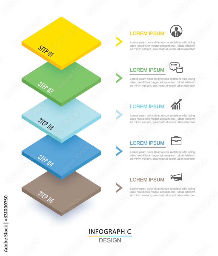 5 data infographics tab paper index timeline template. Vector illustration abstract background.