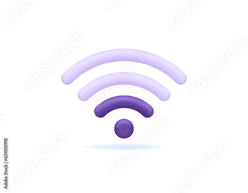 WiFi signal strength indicator. wifi signal is weak. wireless networks. Internet and technology. 3D illustration of wifi signal. symbols or icons. Minimalist 3D concept design. vector elements. white 