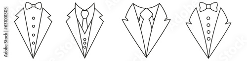 Tuxedo icon vector set. Dinner jacket illustration sign collection. tux symbol or logo.