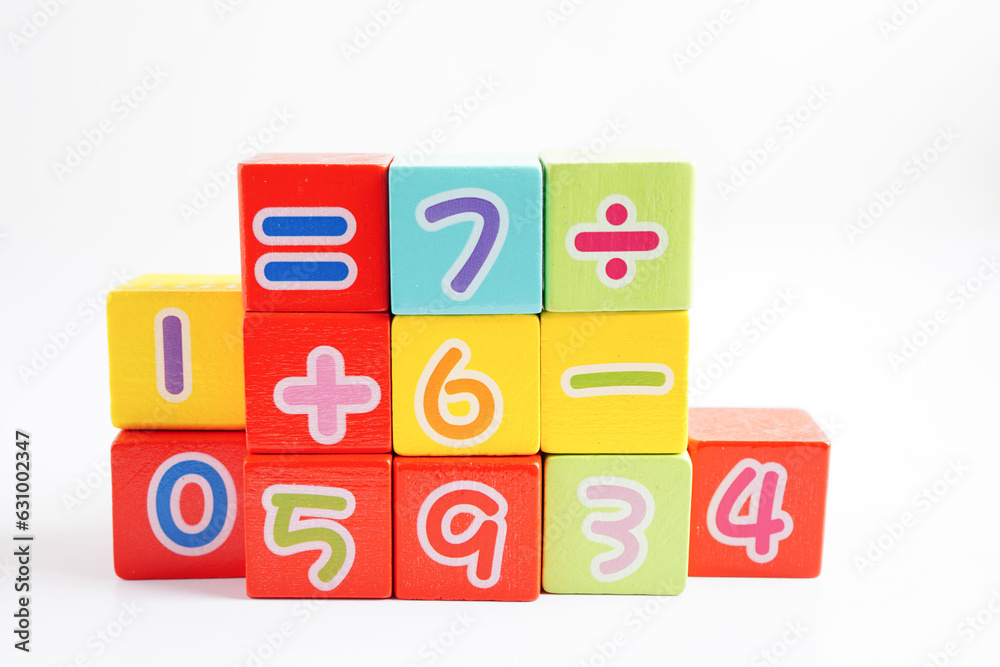 Number wood block cubes for learning Mathematic, education math concept. Number wood block cubes for learning Mathematic, education math concept.