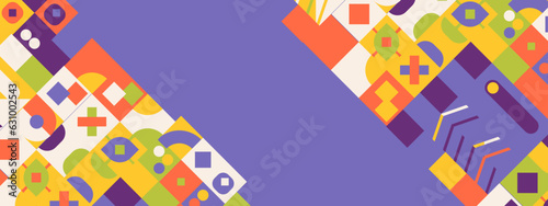 Abstract geometric background design in colorful retro style. Vector illustration.