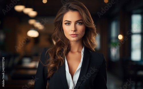 Young Businesswoman in Suit. Generative AI