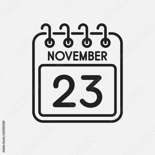 Icon page calendar day - 23 November