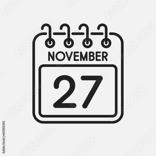 Icon page calendar day - 27 November