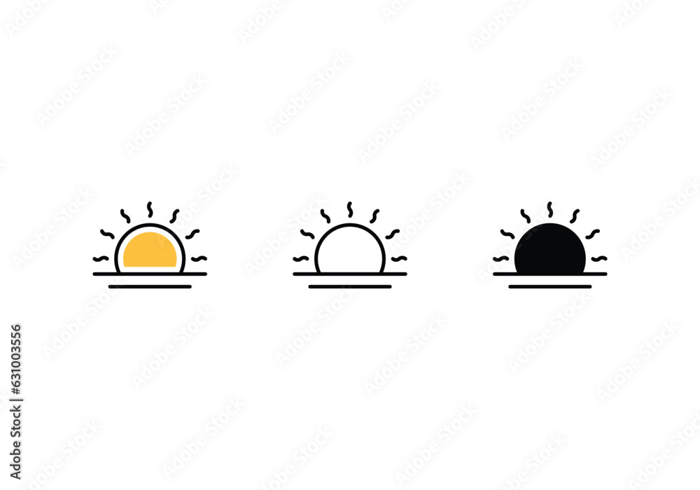 Sunrise icons set vector stock illustration.