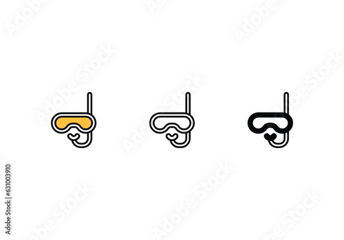 Diving Goggles icons set vector stock illustration.
