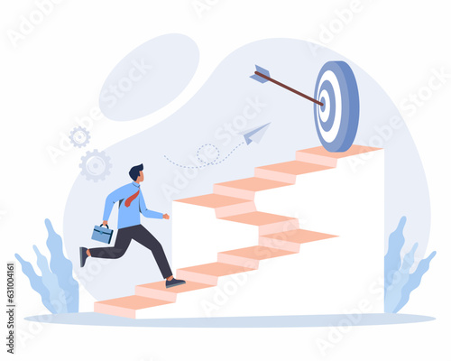 businessman run to their goal Concept of business goal achieving, development, progress or growth