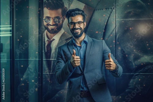 Successful Businessman in Suit and Tie Poses for a Photo, A Fictional Character Created By Generated AI. photo