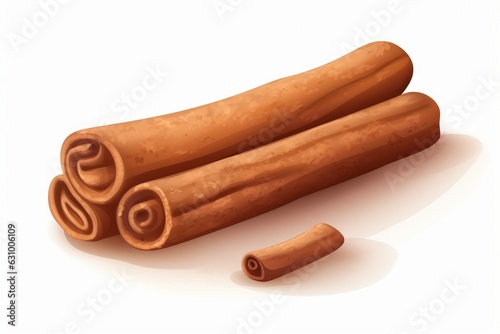 Cinnamon Stick isolated on white, cartoon style. AI generated
