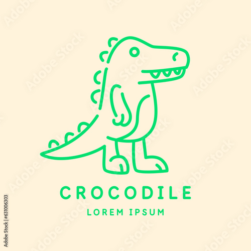 Minimalistic and stylish Crocodile drawing. Modern graphics. Vector illustration.