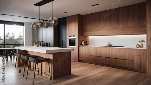 modern kitchen interior with table