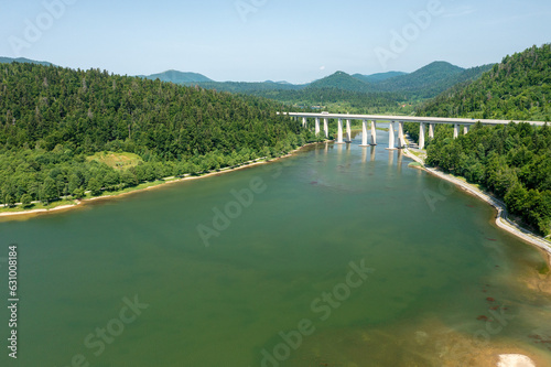 Aerial view of a lake in Fuzine, Croatia