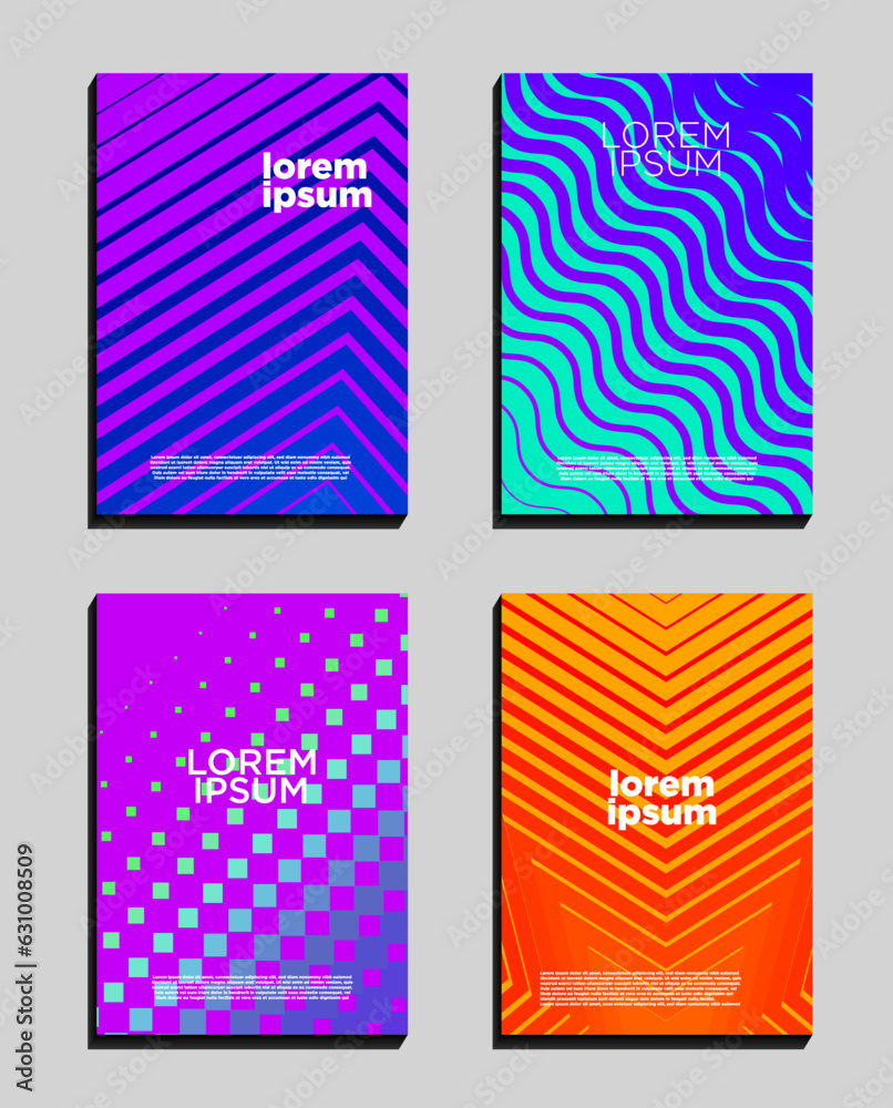 line vector set cover book company, gradient colorfull for bussines and person