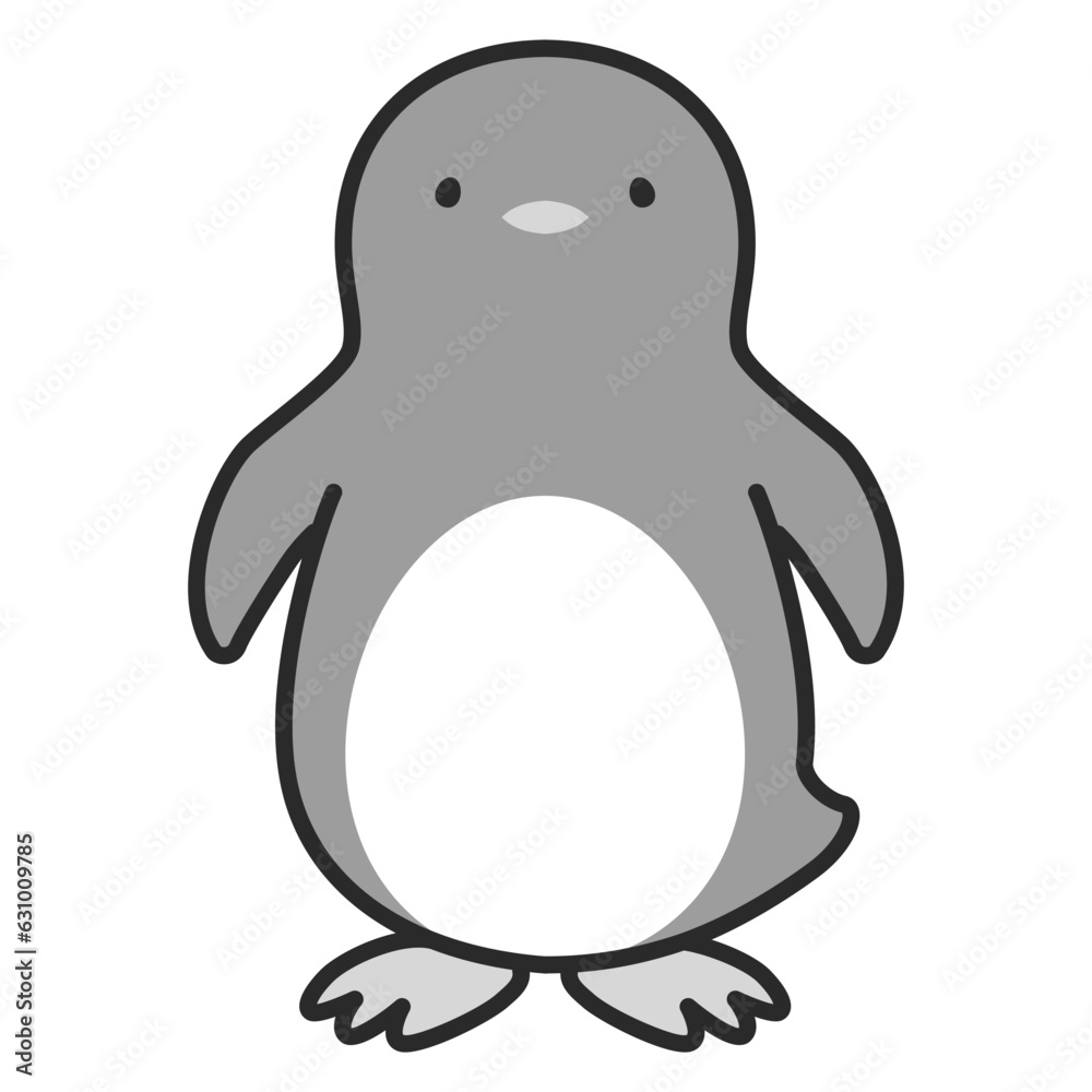 シンプルなペンギンの正面向きのイラスト(白黒) シンプルなペンギンの正面向きのイラスト(白黒)