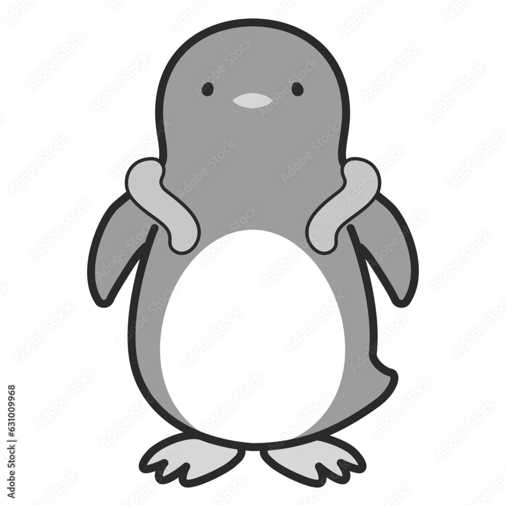 クールネックリングを使用するペンギンのイラスト(白黒) クールネックリングを使用するペンギンのイラスト(白黒)