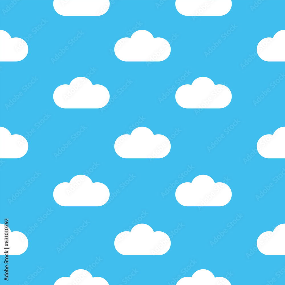 White cloud on blue sky seamless pattern background for wrapping, wallpaper