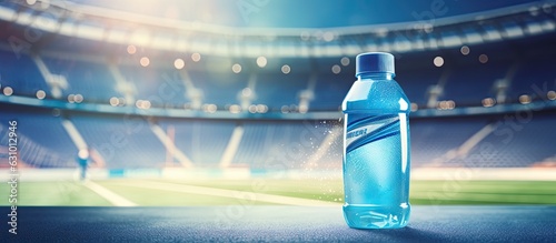 Blue Bottled Isotonic Energy Drink is a hydrolyzed sport beverage that helps with body hydration and photo