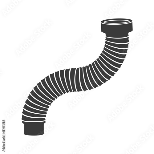 Corrugated bent pipe for toilet glyph icon isolated on white background. Vector illustration.