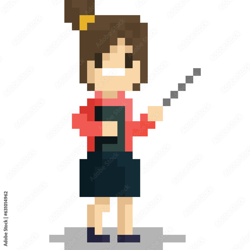 Fototapeta premium Pixel art female teacher character 1