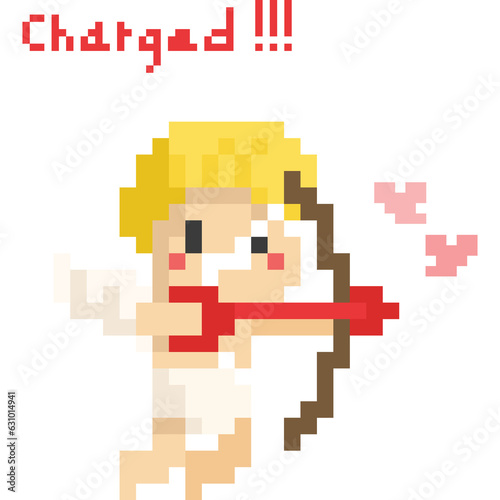 Pixel art cupid character firing his arrow
