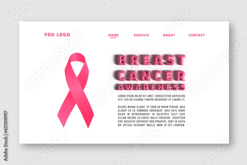 Breast cancer awareness month, landing page vector illustration