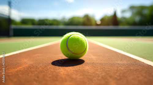 tennis ball on sports court. Generative AI
