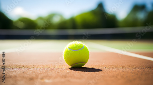 tennis ball on sports court. Generative AI © kitti