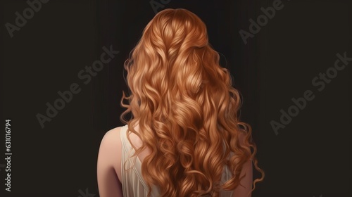 Curly Red or Ginger Hair Close-up. Back view of a woman with red ginger hair