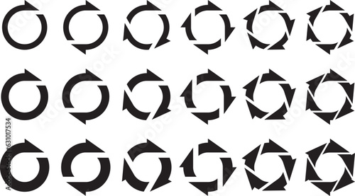 黒い回転矢印のベクターイラストセット
