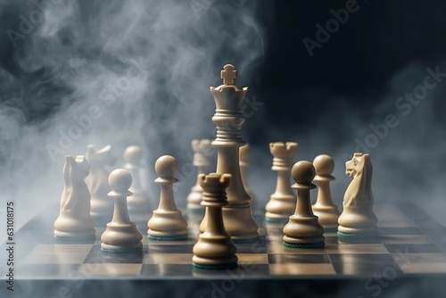 Mysterious Chess Figures in the Enigmatic Smoke - Created with Generative AI Tools