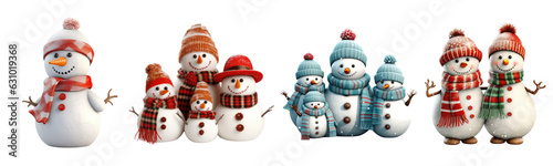 Fotografie, Obraz Set of snowman , Christmas and New Year decoration ,isolated transparent backgro