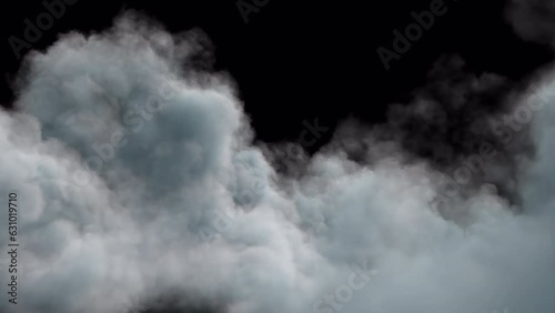 Cloud Transition with Alpha Channel. 3D rendering. Passing clouds transition on green screen and separate alpha channel.